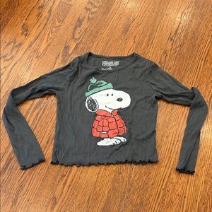 Peanuts Kids Charcoal Snoopy Long Sleeve Tee
